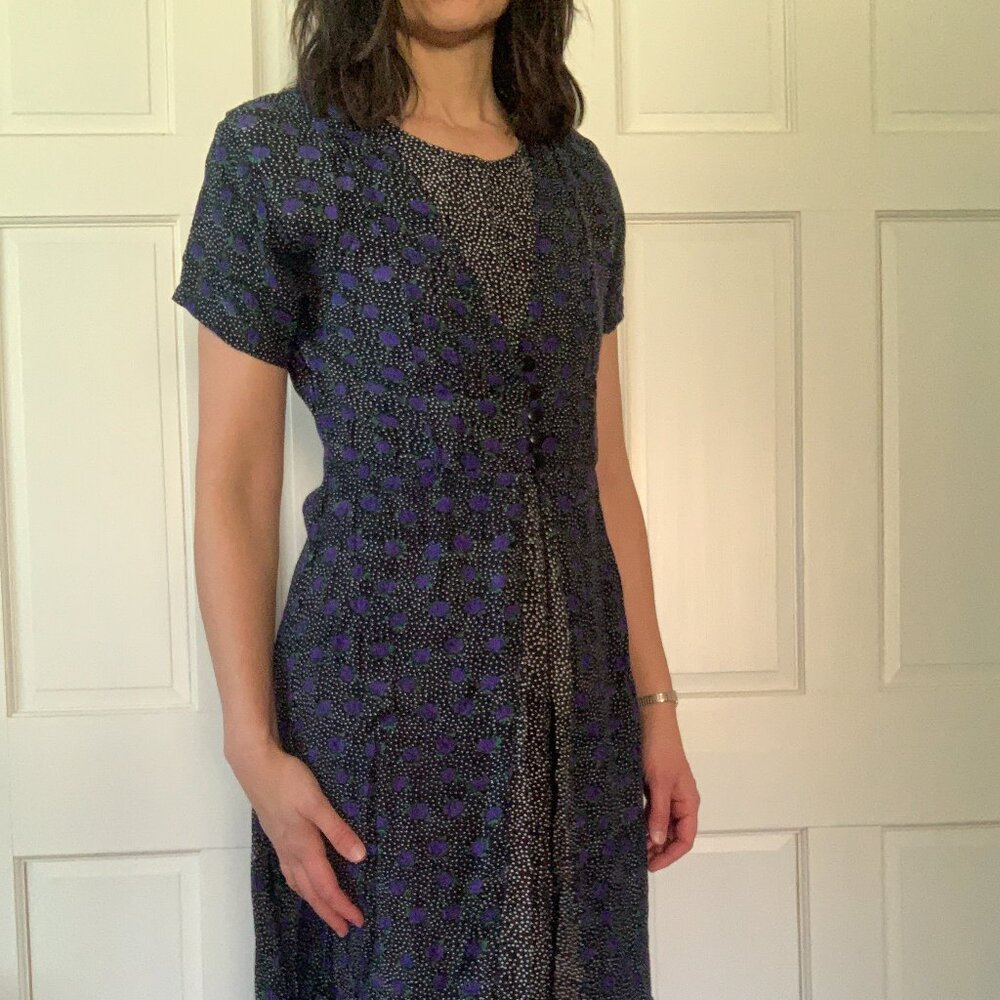 Vintage granny short sleeved long grunge dress 1990s perfect with combat boots!